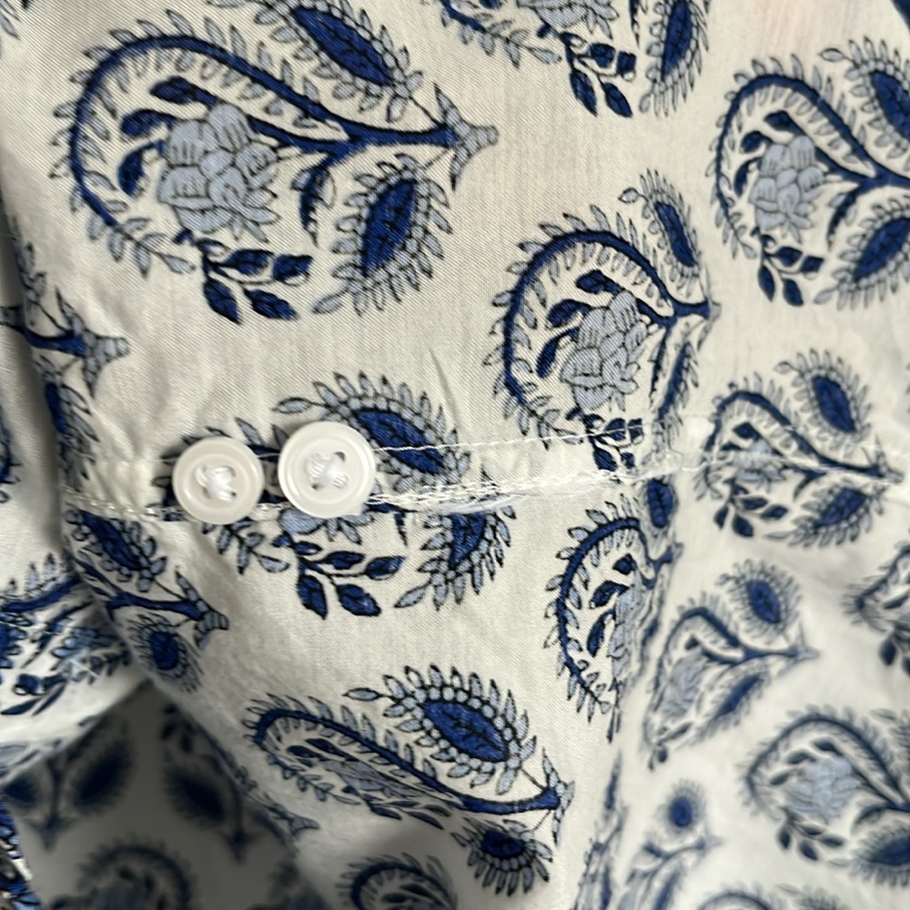 JCREW Blue Garçon Cotton-blend Voile Shirt In bouquet block print - Picture 8 of 9